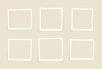 Wall Mural - vector photo frame mockup design. super set photo frame isolated on pastel color background. vector 