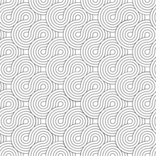 Vector Geometric Texture. Monochrome Repeating Pattern With Curving Stripes.