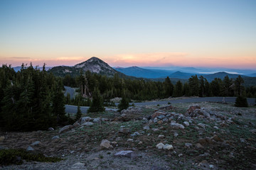 Wall Mural - beautiful landscape view of the sunset in lassen volcanic national park (california).
