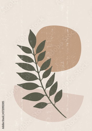 Plakat Druk botaniczny Boho minimalistyczna grafika ścienna do druku
