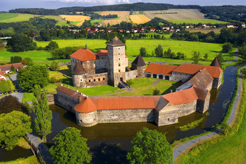 Wall Mural - Svihov is one of the youngest Czech castles. It was constructed at the turn of the 15th and the 16th centuries. The Water Castle of Svihov is situated in the Pilsen Region, Czech Republic, Europe