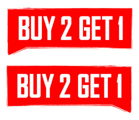 Buy 2 Get 1 Free, Set Sale banners design template, discount tags collection, great offer, vector illustration