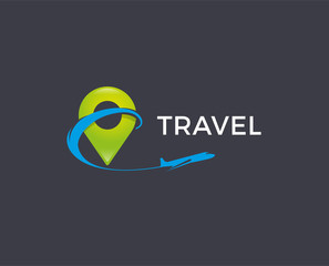minimal air travel logo template - vector illustration