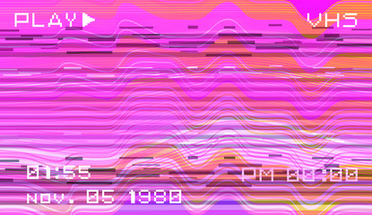 Poster - Abstract pixelated background with flickers and datamoshing effect. Vaporwave and cyberpunk style aesthetics.