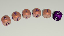 Afraid Curved Text Of Cubic Dice Letters, 3D Illustration For Background And Cartoon