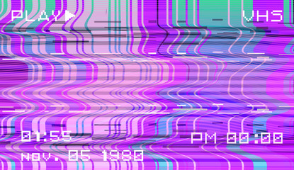 Poster - Abstract pixelated background with flickers and datamoshing effect. Vaporwave and cyberpunk style aesthetics.