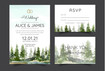 © PEKENBALI - wedding invitation with mountain view watercolor background