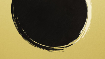 A circle drawn with Japanese ink on a gold background