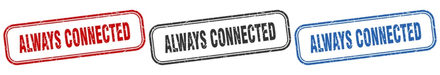 always connected square isolated sign set. always connected stamp