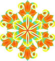 Poster - Round gradient mandala on white isolated background. Vector illustration, multi-colors. Mandala with floral patterns. Yoga template.