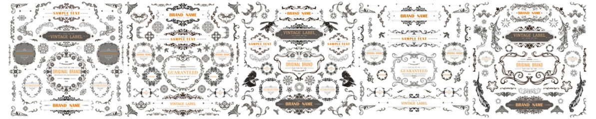 Wall Mural - set of vintage decorations flourishes elements.