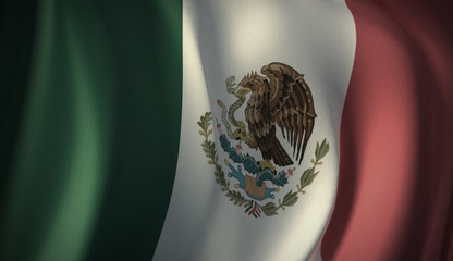 Wall Mural - Flag of Mexico. 3D rendering of the flag of the continental states of the Americas. Flag Series Illustration.
