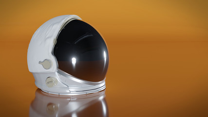 Wall Mural - astronaut helmet on orange stage background