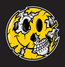 Smiley Face Emoji Halloween Skull