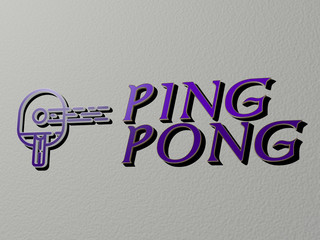 Poster - ping pong icon and text on the wall, 3D illustration for table and tennis
