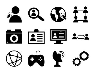 Poster - twelve social media marketing set icons