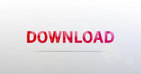 Wall Mural - download. particle logo. text animation. red logotype on white grey background. rotation and slide. 