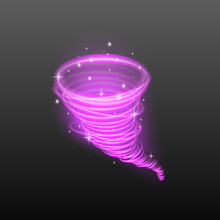 Magic Purple Hurricane Swirl With Sparkling Stars And Spiral Shape