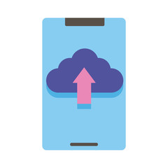 Poster - smartphone device with cloud computing flat style icon