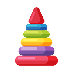 Wall Mural - Colorful Pyramid Toy, Cute Plastic Plaything for Toddler Kids Flat Vector Illustration