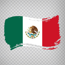 Flag Of Mexico, Brush Stroke Background.  Flag Of Mexican United States On Transparent Background For Your Web Site Design, Logo, App. EPS10.
