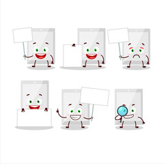 Sticker - White tablet cartoon character bring information board