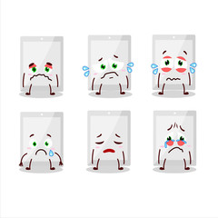 Sticker - White tablet cartoon character with sad expression