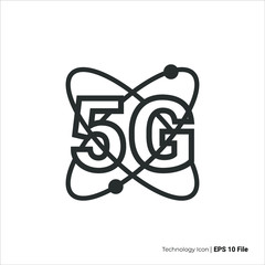 Wall Mural - 5g icon. 5g icon with atom circle vector design. isolated on white background