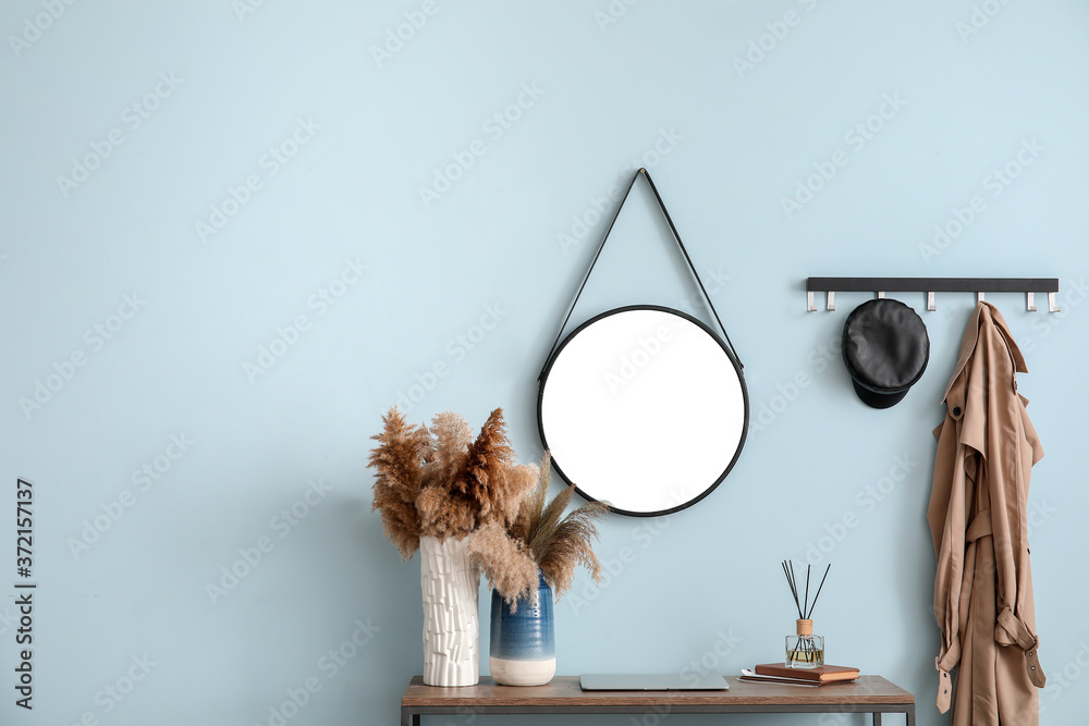 Interior of modern hallway with mirror