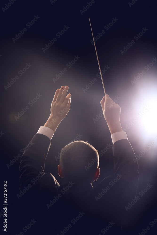Male conductor on dark background, back view Stock Photo | Adobe Stock