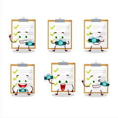 Wall Mural - Photographer profession emoticon with checklist cartoon character