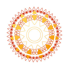 Canvas Print - gold mandala in line style with red and yellow vector design