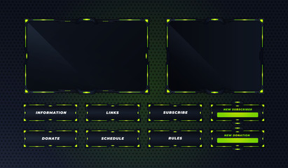 Wall Mural - green twitch panel set design template