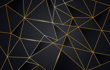 Aufkleber - Vector Illustration Black And Gold Abstract Low Poly Background. Golden Mosaic Texture.
