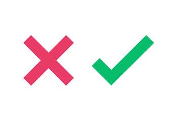 Poster - yes no check box list icons vector flat isolated, x close cross and ok checkmark button for poll vot