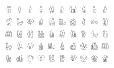 Poster - bundle of fifty family parents set icons