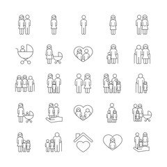 Wall Mural - bundle of twenty five family parents set collection icons