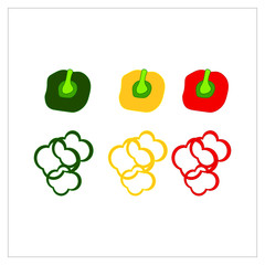 Wall Mural - three cut peppers, vector icon