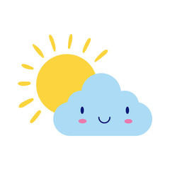 Canvas Print - cloud with sun kawaii comic character flat style