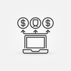 Poster - Laptop with Money Transactions vector concept icon or sign in outline style