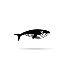 whale icon on white background vector