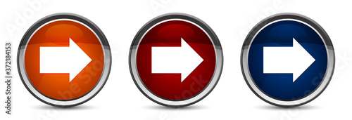 Fotografía Next arrow icon exclusive blue red and orange round button design set
