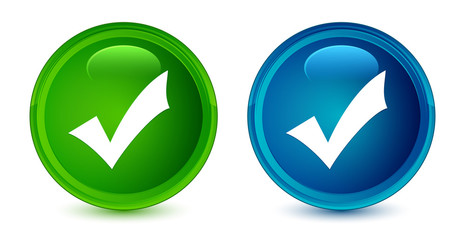 Wall Mural - Validation icon artistic shiny glossy blue and green round button set