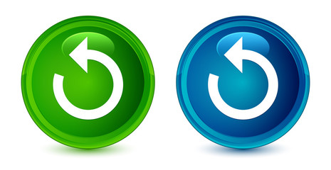 Refresh arrow icon artistic shiny glossy blue and green round button set