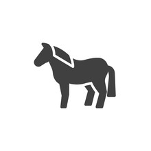 Horse Animal Vector Icon. Filled Flat Sign For Mobile Concept And Web Design. Equine Horse Glyph Icon. Symbol, Logo Illustration. Vector Graphics
