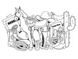 Coloring page for cowgirls and cowboys