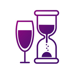 Poster - wine cup with hourglass gradient style icon