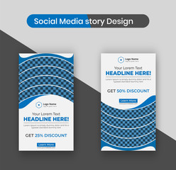 Wall Mural - Creative Blue Corporate Marketing Agency Business Social Media Story Design Template	