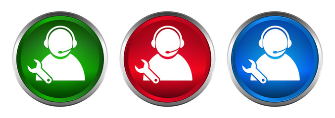 Tech support icon supreme round button set design illustration