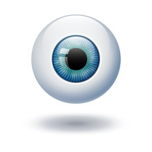 Realistic Vector Illustration Icon 3d Round Image Blue Green Azure Eyeball. Transparent On The White Background.